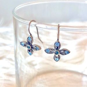 Silver earrings with blue jewels